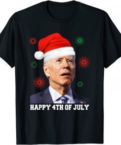 Happy 4th of July Biden Christmas Santa Hat Xmas Classic Shirt