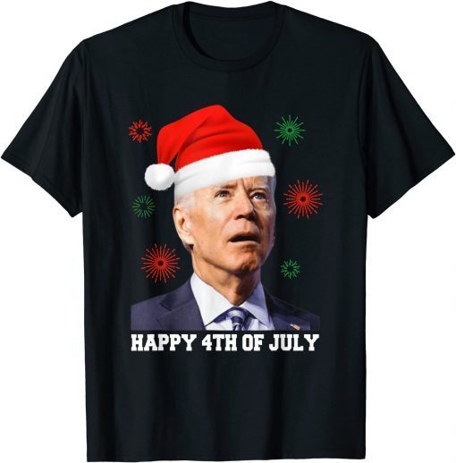 Happy 4th of July Biden Christmas Santa Hat Xmas Classic Shirt