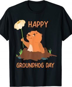 Happy Groundhog Day - Woodchuck With Flower Gift Shirt