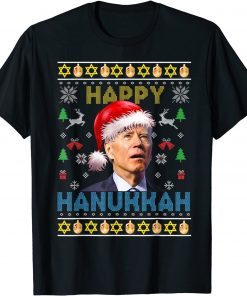 Happy Hanukkah Santa Biden Menorah Ugly Christmas Unisex Shirt