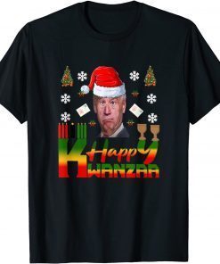 Happy Kwanzaa Christmas Joe Biden Kinara Santa T-Shirt