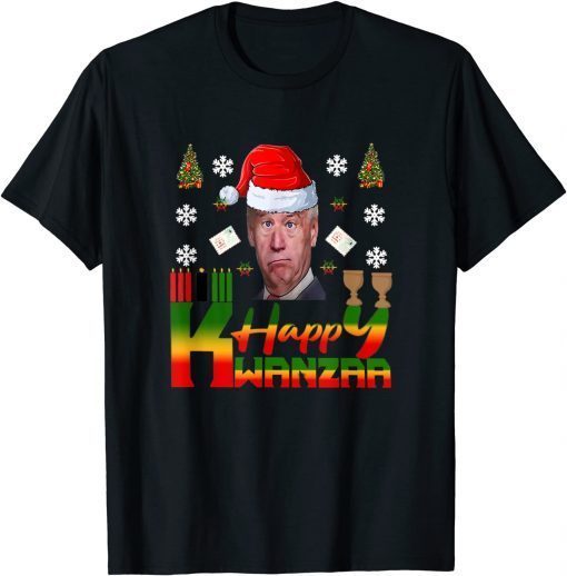 Happy Kwanzaa Christmas Joe Biden Kinara Santa T-Shirt