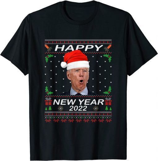 Happy New Year 2022 Santa Joe Biden Merry Uh Uh Christmas Gift Shirt