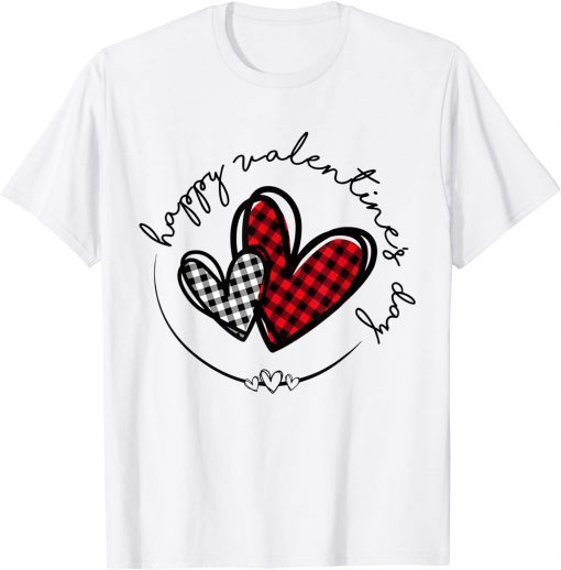 Happy Valentine's Day Buffalo Plaid Heart 2022 T-Shirt