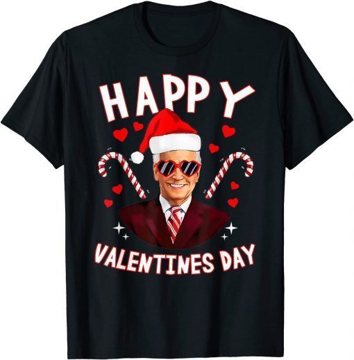 Happy Valentines Day Joe Biden Santa Heart Couple Classic Shirt