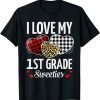 Heart Leopard Buffalo Plaid Valentines Day 1st Grade Unisex Shirt