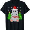 Hippopotamus Christmas Hippo Santa Hat Christmas Tree Limited Shirt