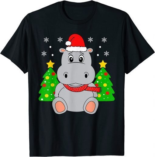 Hippopotamus Christmas Hippo Santa Hat Christmas Tree Limited Shirt