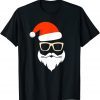 Hipster Christmas Believe Santa Hat Hipster Santa T-Shirt