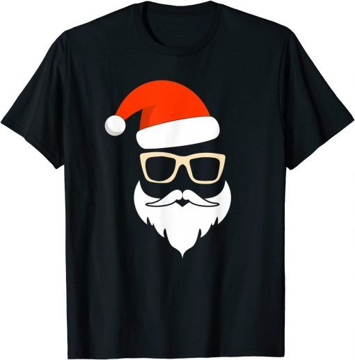 Hipster Christmas Believe Santa Hat Hipster Santa T-Shirt