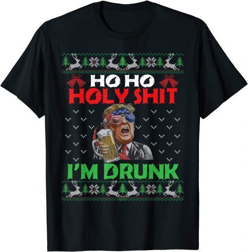 Ho Ho Holy Shit I'm Drunk Beer Trump Christmas Pajama X-mas Classic Shirt