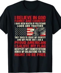 I Believe In God Family Country Proud American Flag Gift Shirt