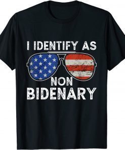 I Identify As Non-Bidenary Aviator Sunglasses American Flag Classic Shirt