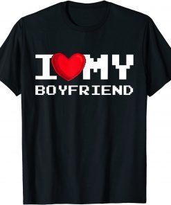 I Love my Boyfriend Red Heart Gamer Valentines Day Gift Shirt