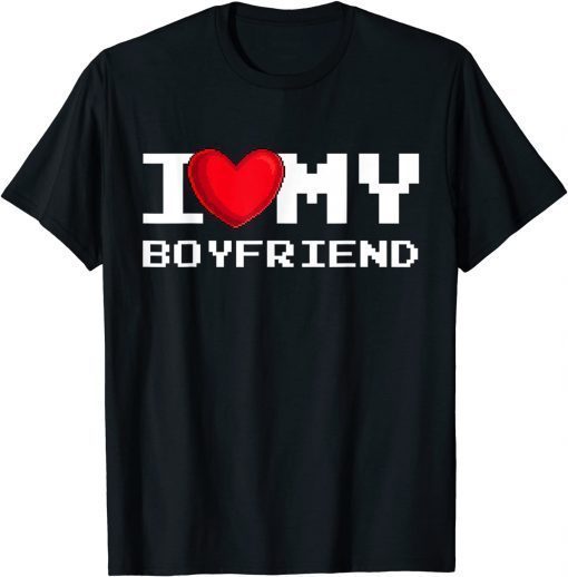 I Love my Boyfriend Red Heart Gamer Valentines Day Gift Shirt