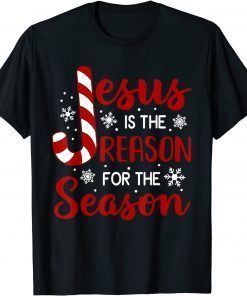 Jesus Is The Reason For The Season Christian Candy Cane Xmas Gift Shirt