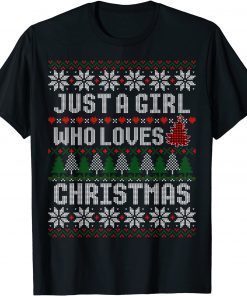Just A Girl who Loves Christmas Tree Xmas Buffalo Plaid Classic Shirt