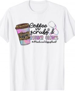 Leopard Tie Dye Coffee Scrubs Gloves Medical Assistant Unisex Shirt