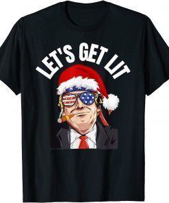 Let's Get Lit Drinking Christmas Pajama Dear Santa Us 2022 Shirt