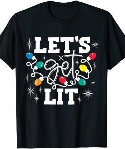 Let's Get Lit Drinking Santa Hat Christmas Lights Classic Shirt