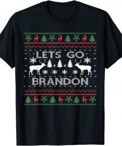 Let's go Branson Lets Go Brandon Christmas White Reindeer Ugly Christmas Unisex Shirt