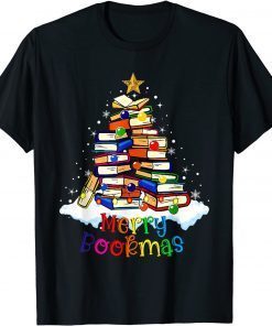 Librarian Book Lover Books Christmas Tree Merry Bookmas Xmas Classic Shirt