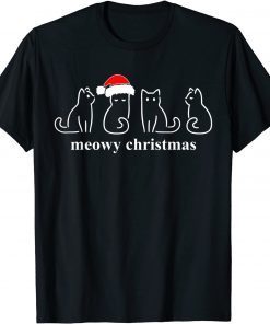 Meowy Catmas Cat Christmas Cute Kitten Cats Santa Hat Xmas Limited Shirt