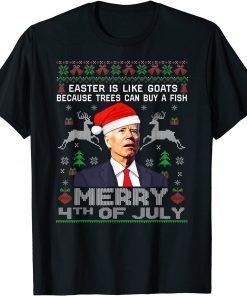 Merry 4th Of July Biden Ugly Christmas Classic Shirt