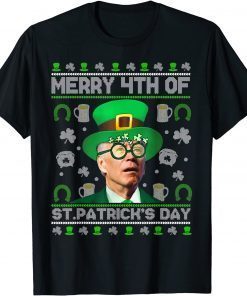 Merry 4th Of St Patrick's Day Joe Biden Leprechaun Hat Ugly Classic Shirt