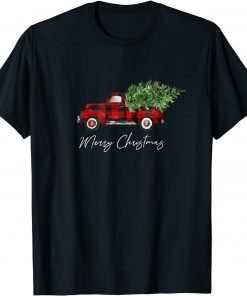 Merry Christmas Buffalo Plaid Red Truck Tree Classic Shirt