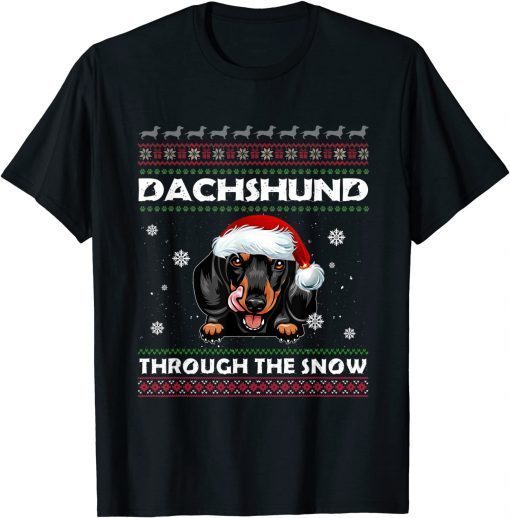 Merry Christmas Dachund Through The Snow Classic Shirt