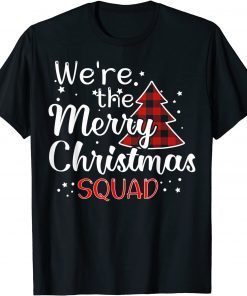 Merry Christmas Squad Red Buffalo Plaid Tree Santa Family Gift Shirt