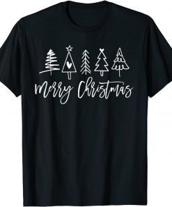 Merry Christmas Tree Heart Doodle Drawing Christmas Costume Gift Shirt