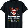 Merry Christmas Ya'll Red Buffalo Plaid Reindeer Santa Hat Gift Shirt