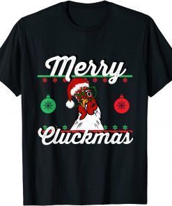 Merry Cluckmas Funny Chicken Christmas Retro Vintage Gift Shirt