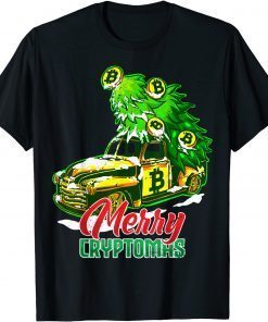 Merry Cryptmas BTC Crypto Bitcoin Christmas Tree Car T-Shirt