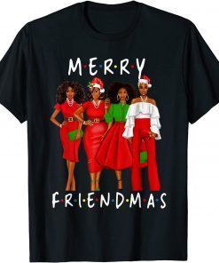 Merry Friendsmas Black Afro African Women Proud Santa Xmas Unisex Shirt