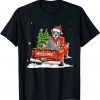 Merry Pitmas Pitbull Pickup Truck Santa Hat Xmas Lights Tree Unisex Shirt