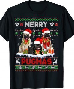 Merry Pugmas Christmas Ugly Sweater Pug Lover Family Pajama T-Shirt