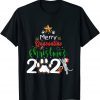 Merry Quarantine cat Family Christmas 2021 Gift Shirt