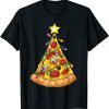 Pizza Slice Christmas Tree Light Pizza Eater Fast Food Gift Shirt