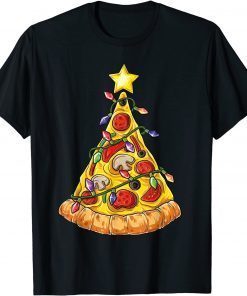 Pizza Slice Christmas Tree Light Pizza Eater Fast Food Gift Shirt