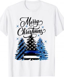 Police Officer Thin Blue Line Flag Christmas Tree Policeman Classic Shirt
