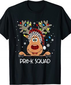Pre-K Squad Reindeer Santa Hat Red Plaid Teacher Christmas Gift Shirt