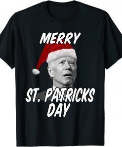 President Biden Merry St. Patricks Day Christmas Anti Biden Gift T-Shirt