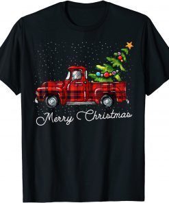 Red Buffalo Plaid Pickup Truck with Tree Merry Christmas Limited Shirt