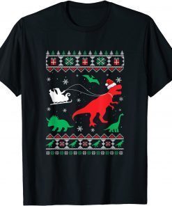 Reindeer Dinosaur Ugly Christmas Xmas Gift Shirt