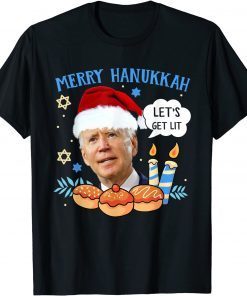 Santa Biden Merry Hanukkah Let's Get Lit Christmas Official Shirt