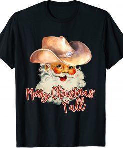 Santa Claus Merry Christmas Y'all Western Country Cowboy Unisex Shirt