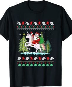 Santa Claus Riding Unicorn Ugly Christmas Gift Shirt